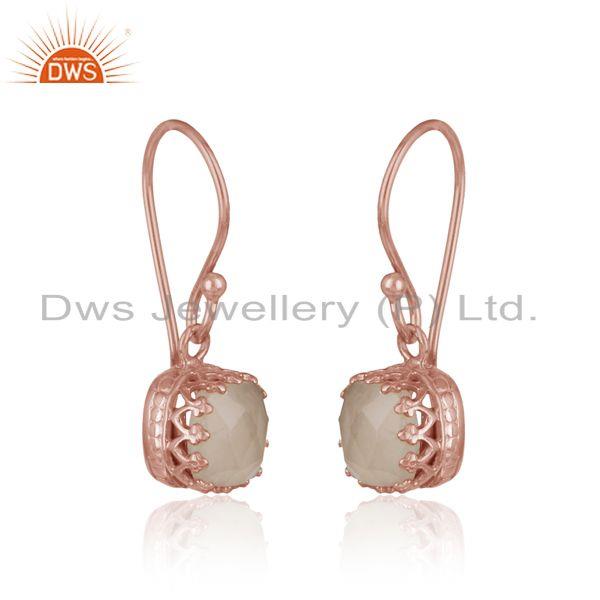 Handmade dangle in rose gold on silver with rose quartz
