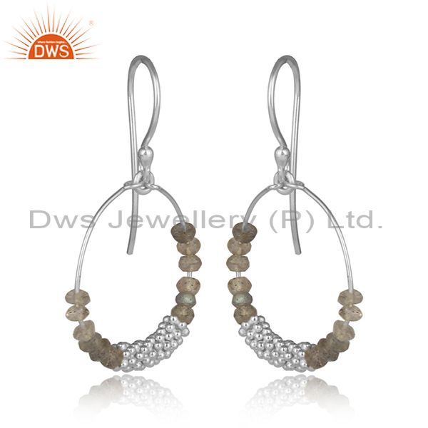 Sterling Silver Labradorite Faceted Round Earring