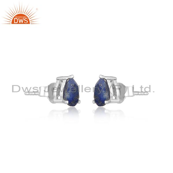 Designer dainty sterling silver 925 studs with natural lapis