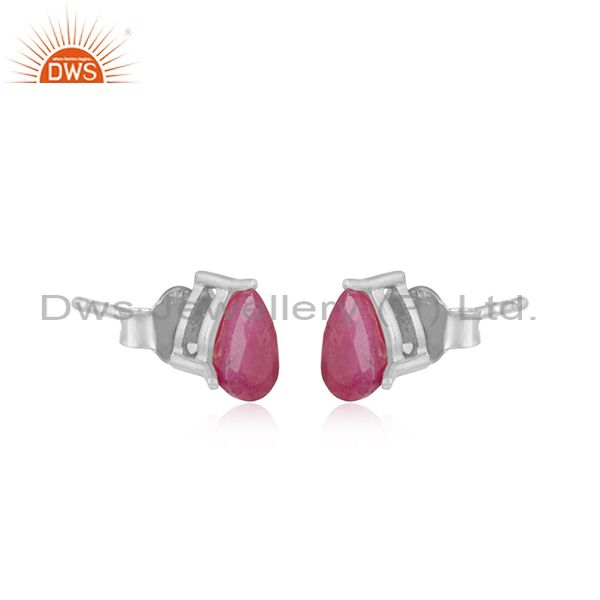 Designer dainty sterling silver 925 studs with ruby