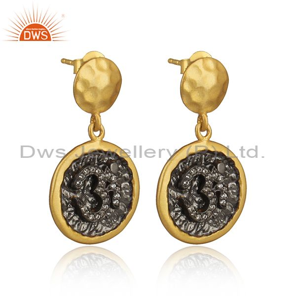 Cubic Zirconia Sterling Silver Gold Plated Earrings