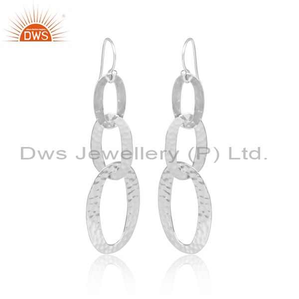 Womens 925 Sterling Silver Oval Entwined Dangler Earrings