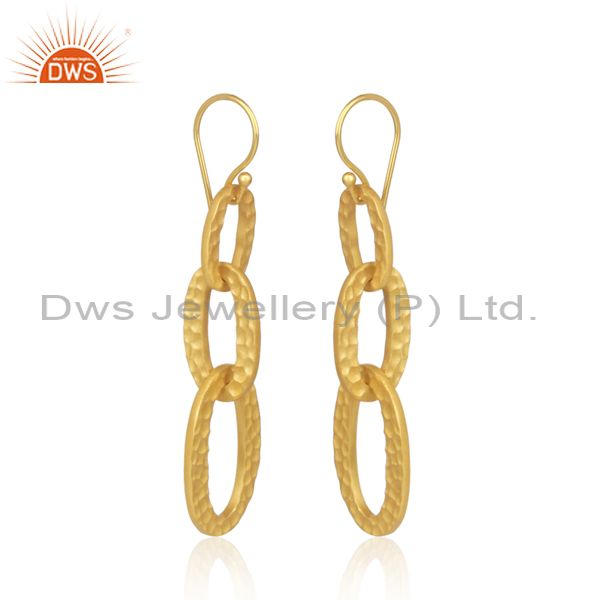 Gold Plated Sterling Silver Oval Entwined Dangler Earrings