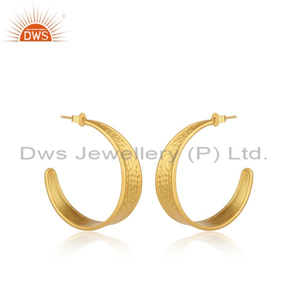 925 Sterling Silver Gold Plated Huggies Statement Earrings