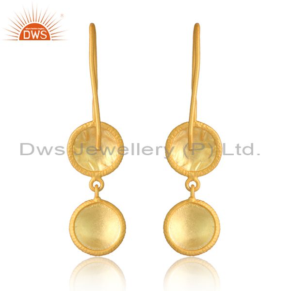 Sterling Silver Gold Drops With Cubic Zirconia Round