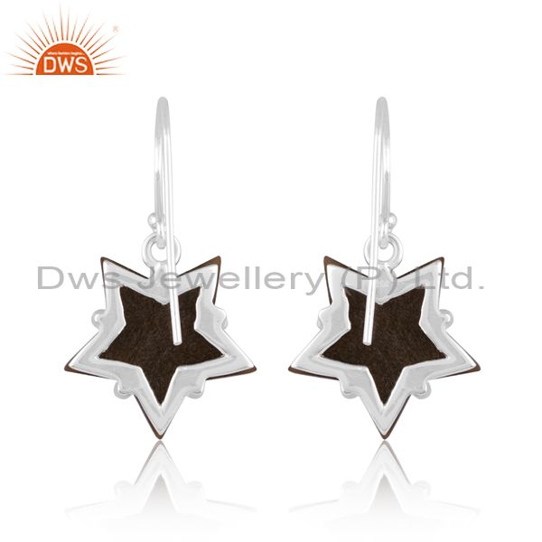 Sterling Silver Earring With Gold Sheen Obsidian Star Stone