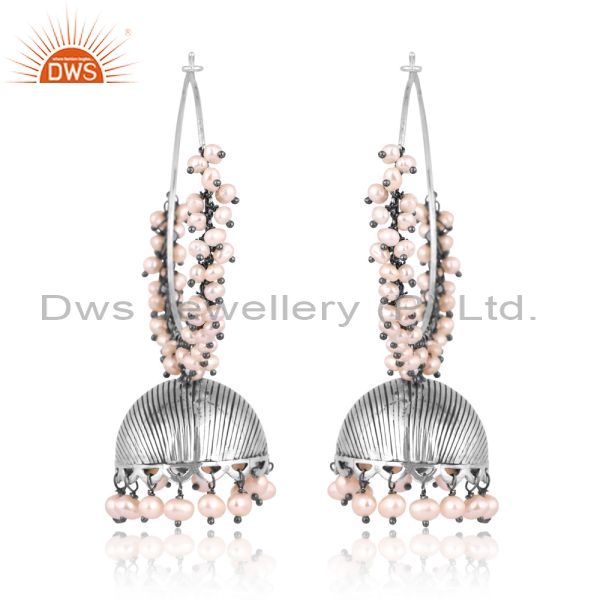 Sterling Silver Jhumka Earring With Pearl Beads