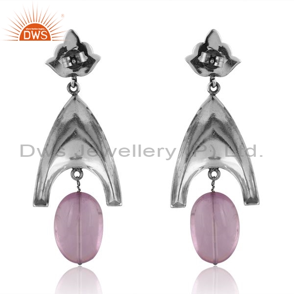 Sterling Silver Earrings With Pink Amethyst Drops