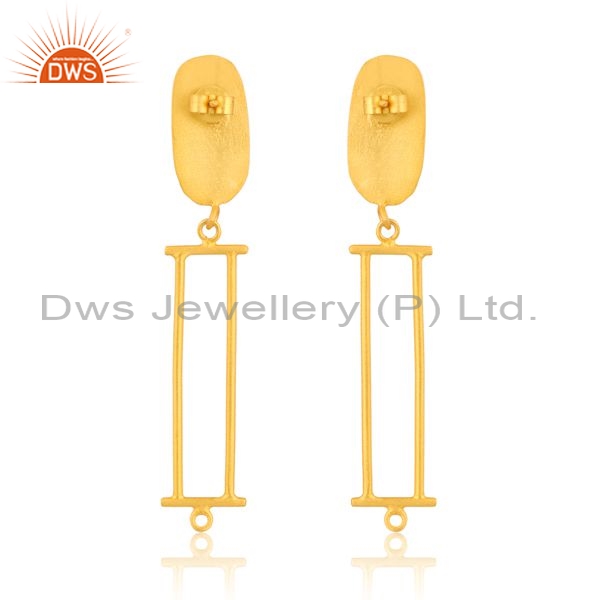 Sterling Silver 18K Gold Earrings With Rectangular Drops