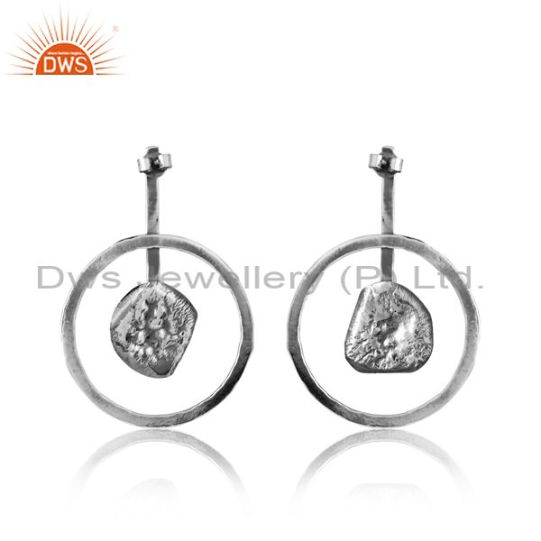 Sterling Silver Oxidized Earrings With Circular Pattern