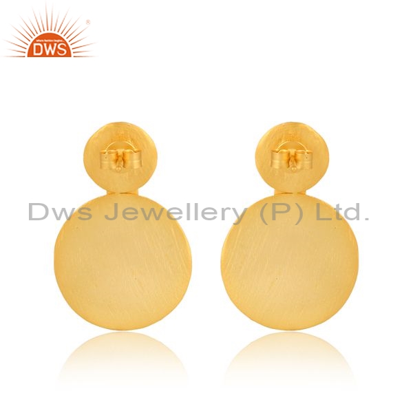 Sterling Silver Double Circle Shaped 18K Gold Stud Earrings