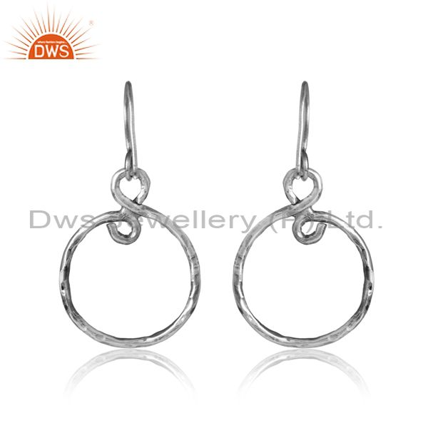Circular Sterling Silver Oxidised Earrings As Drops