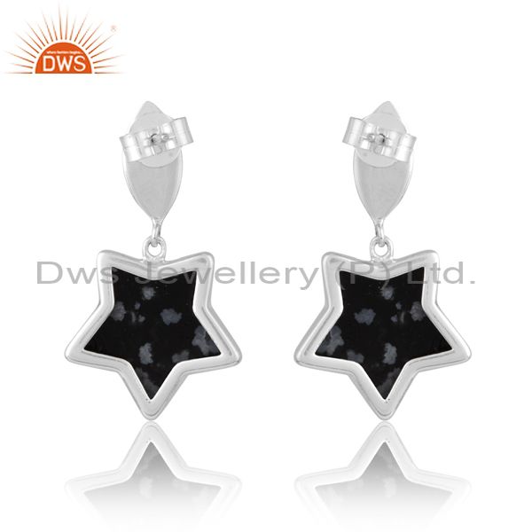 Drop Star Stud For Women In Obsidian Snowflake In Silver