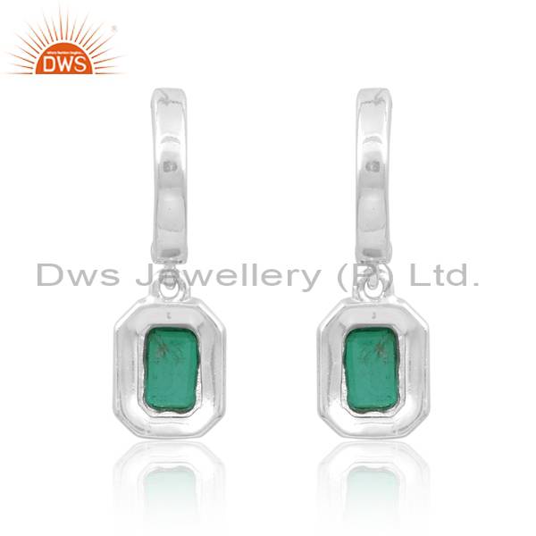 Zambian Emerald Quartz Earrings for Women | Doublet Design