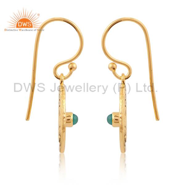 Green Onyx Gold Vermeil Dangle Earrings Sterling Silver