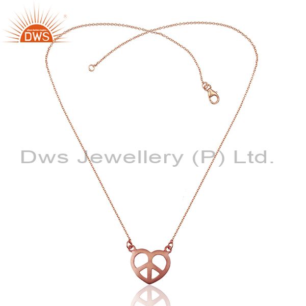 Exporter Rose Gold Plated 925 Silver Peace Charm Chain Pendant Manufacturer