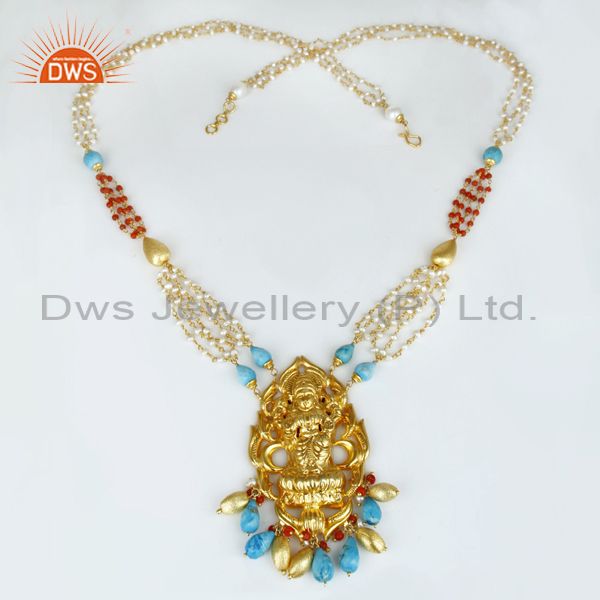 Exporter 18K Gold Plated 925 Sterling Silver Hindu Gold 32 Inch Temple Jewelry Necklace