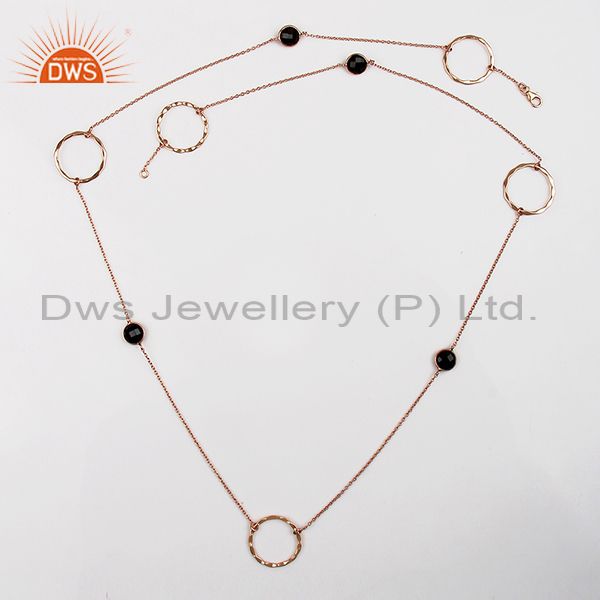 Exporter Rose Gold Plated 925 Silver Smoky Quartz Gemstone Necklace Jewelry