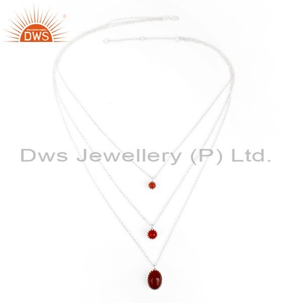 Exporter Carnelian Gemstone Fine Sterling Silver Chain Necklace Manufacturer India