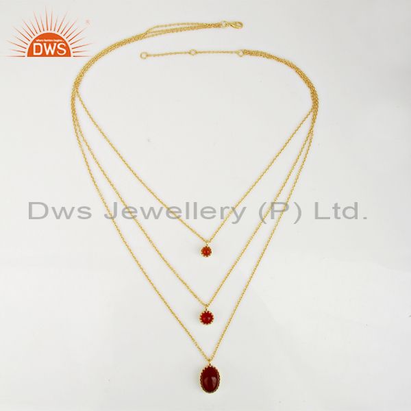 Exporter Carnelian Gemstone Gold Plated Designer Chain Necklace Supplier