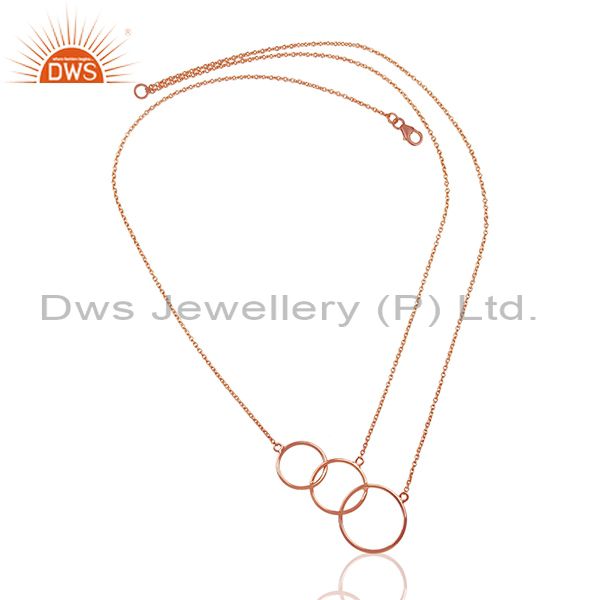 Exporter 18k Rose Gold Plated Sterling Silver Three Circle Charm Chain Pendant