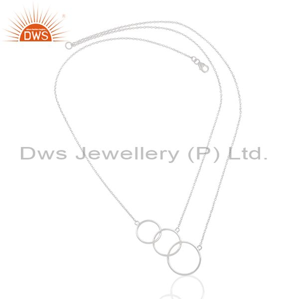 Exporter Sterling White Plain Silver Three Circle Designer Chain Pendant