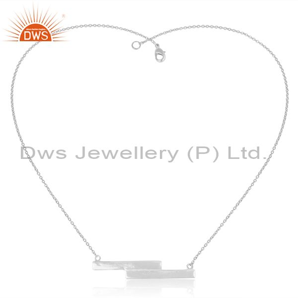 Exporter White Sterling Plain Silver Bar Design Pendant With Chain Manufacturer
