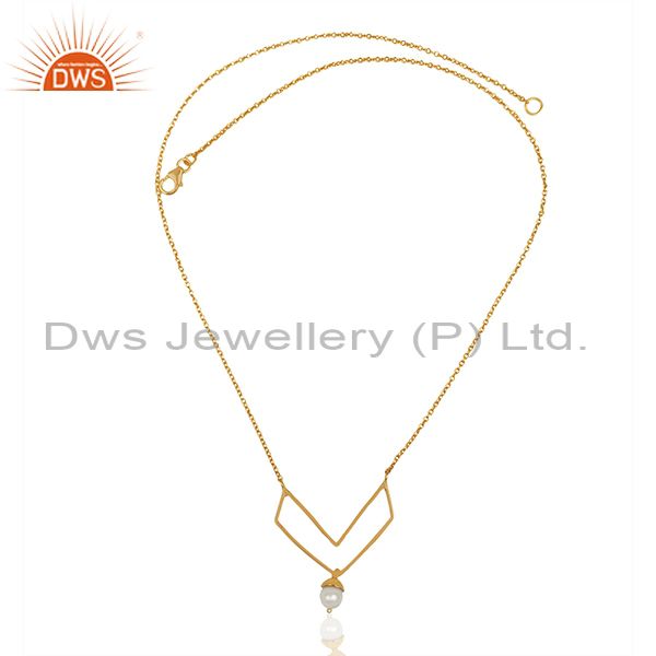 Exporter Gold Plated Sterling 92.5 Silver Fresh Watar Pearl Pendant Wholesale