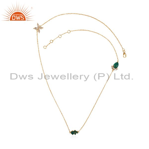 Exporter Multi Gemstone 925 Silver Gold Plated Chain Pendant Manufacturers