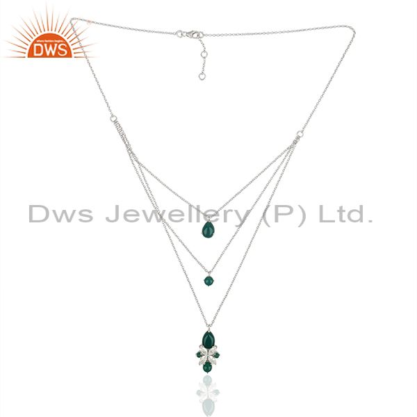 Exporter Multi Gemstone 925 Silver Handmade Chain Pendant Manufacturers