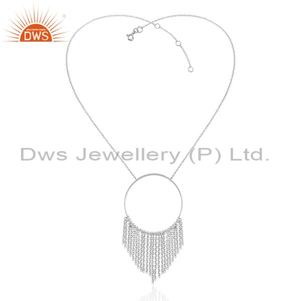 Exporter White Rhodium Plated Sterling Plain Silver Chain Necklace Suppliers