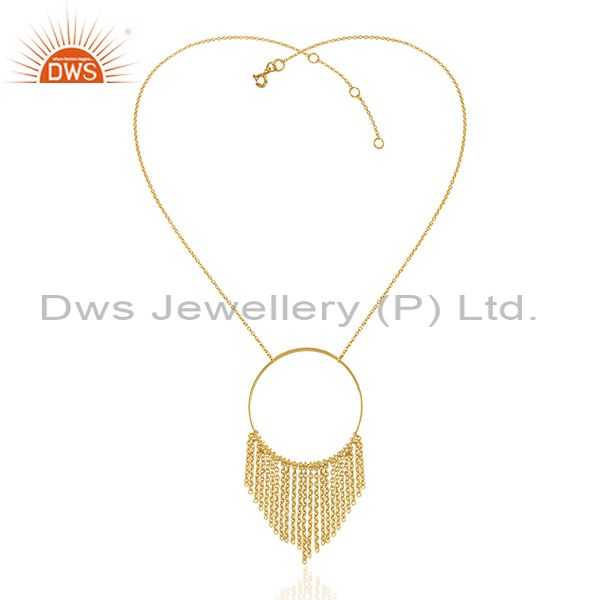 Exporter 18k Yellow Gold Plated Plain Sterling 925 Silver Chain Necklace
