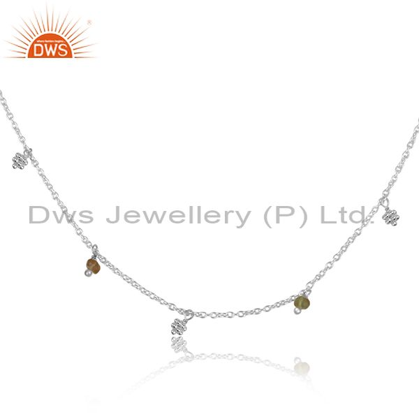 Multi Tourmaline Faceted Beads Silver Necklace For Women