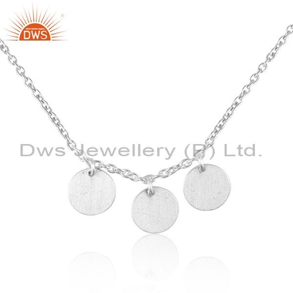 Handcrafted tiny multi disc charm necklace in silver 925