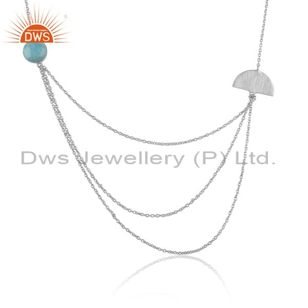 Moon design multilayered silver 925 larimar necklace