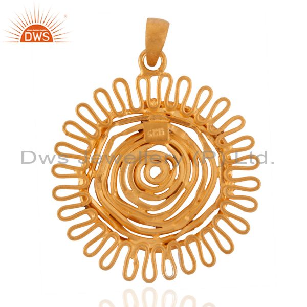 Exporter Handmade Solid 925 Sterling Silver 18k Gold Plated Spiral Pendant Jewelry