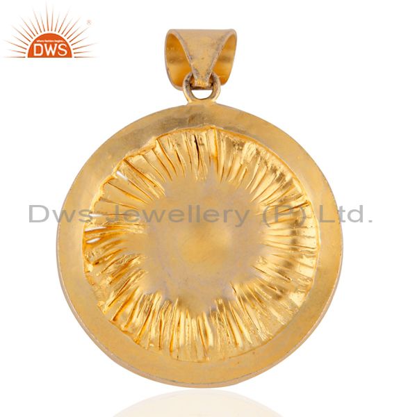 Exporter Handmade Indian Designer 18k Yellow Gold Over 925 Sterling SIlver Pendant