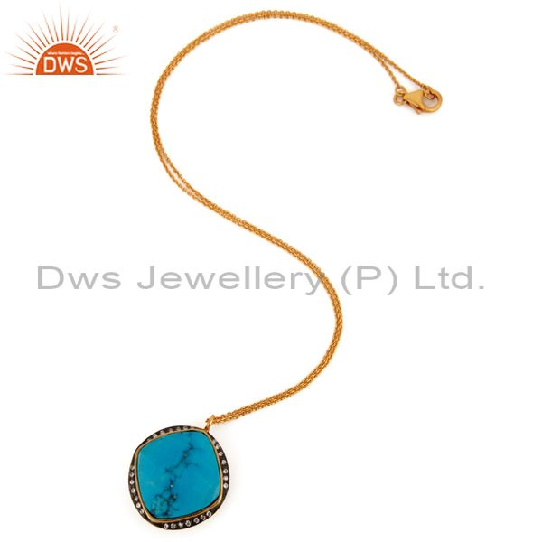 Exporter Handmade 925 Sterling Siver Designer Turquoise Gemstone Pendant