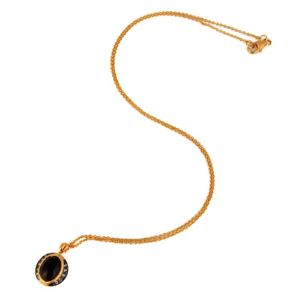 Exporter Smoky Quartz And Cubic Zirconia Pendant With Chain In 18K Gold On Silver
