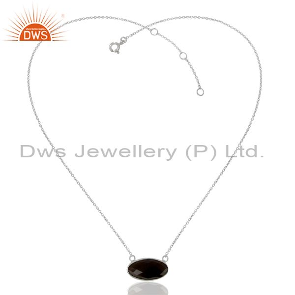 Exporter Smoky Topaz Vintage Sterling Silver White Rhodium Plated Pendants And Necklace