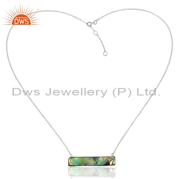Exporter Abalone Shell Rectangle Sterling Silver Pendant And Necklace Gemstone Jewelry