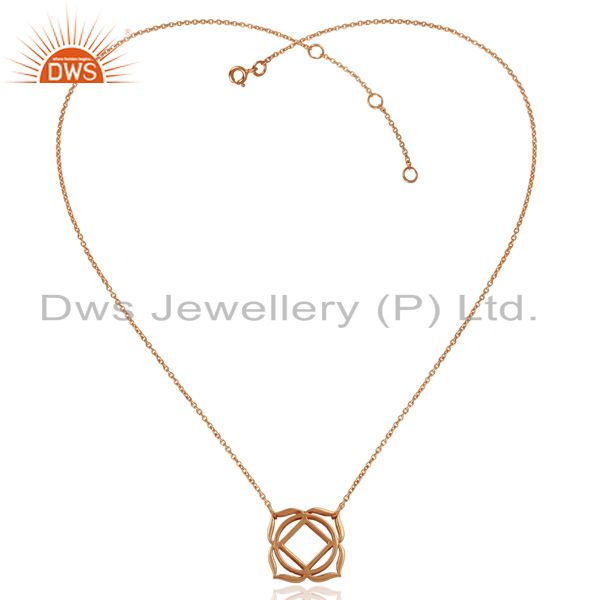 Exporter 18K Rose Gold Plated 925 Sterling Silver Chain Pendant Necklace Jewelry