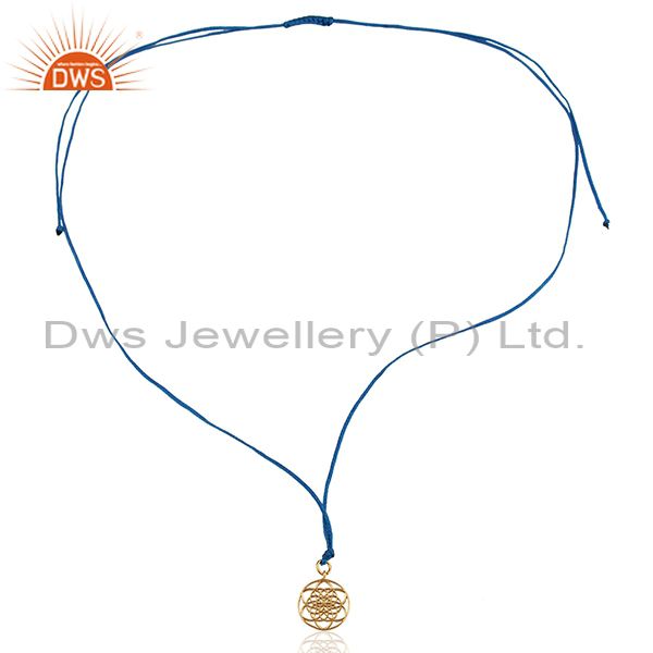 Exporter Flower Of Life 925 Sterling Silver Rose Gold Plated Blue Silk thread Pendant