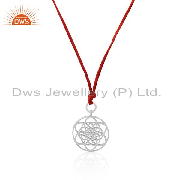 Exporter Flower Of Life 925 Sterling Silver Rose Gold Plated Red Silk thread Pendant