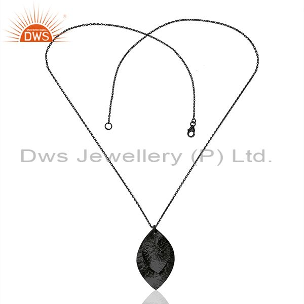 Exporter Black Rhodium Plated Leaf Designer 925 Plain Silver Pendnat For Girls