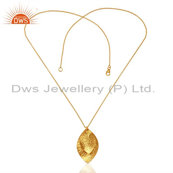 Exporter Leaf Design Gold Plated Plain Silver Chain Pendnat Jewelry Manufacture