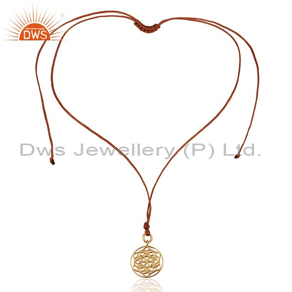 Exporter Flower of Life 925 Sterling Silver Brown Silk thread Pendant And Necklace
