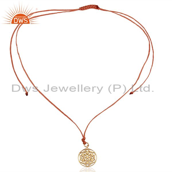 Exporter Flower of Life 925 Sterling Silver Orange Silk thread Wholesale Jewelry