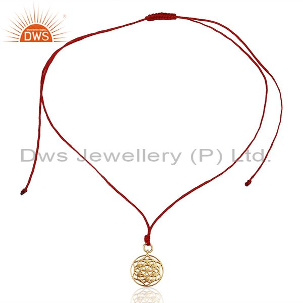 Exporter Flower of Life 925 Sterling Silver Red Silk thread Pendant And Necklace Jewelry
