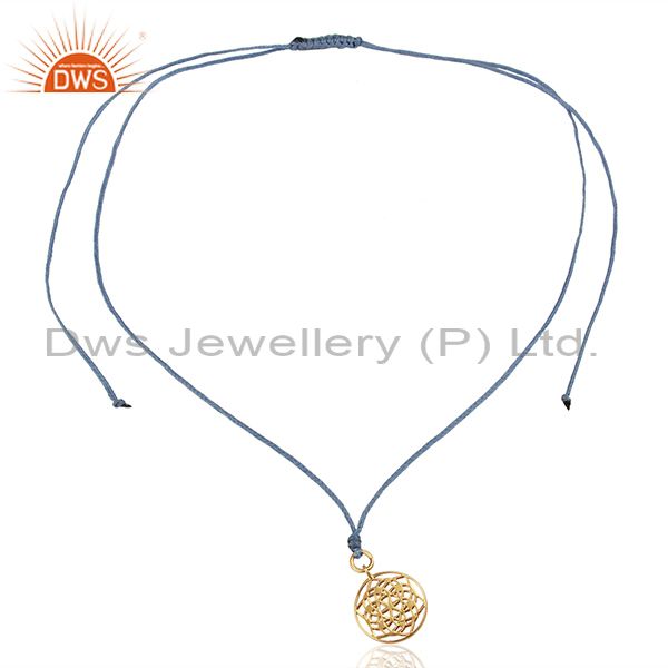 Exporter Flower of Life 925 Sterling Silver Rose Gold Plated Sky Blue Silk thread Jewelry